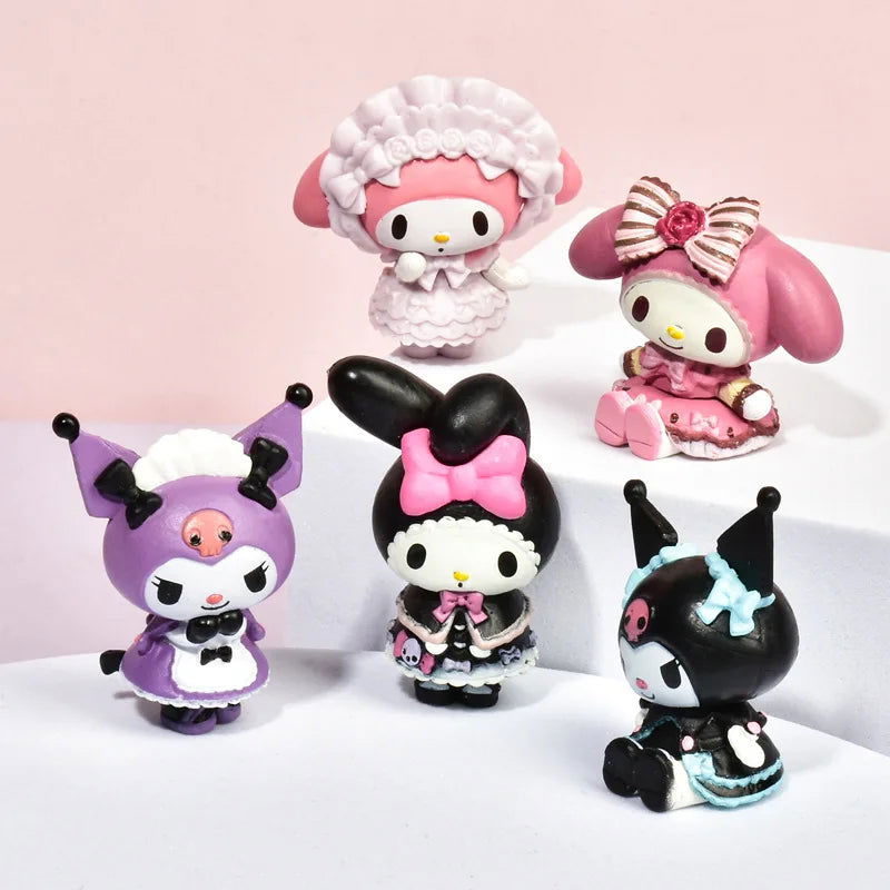 5Pcs Set Sanrio Anime Figure Doll 3-4cm Kawaii Kuromi Melody Model Accessories Children's Toys Gift Action Figures Hobbies Gifts - Slobuy
