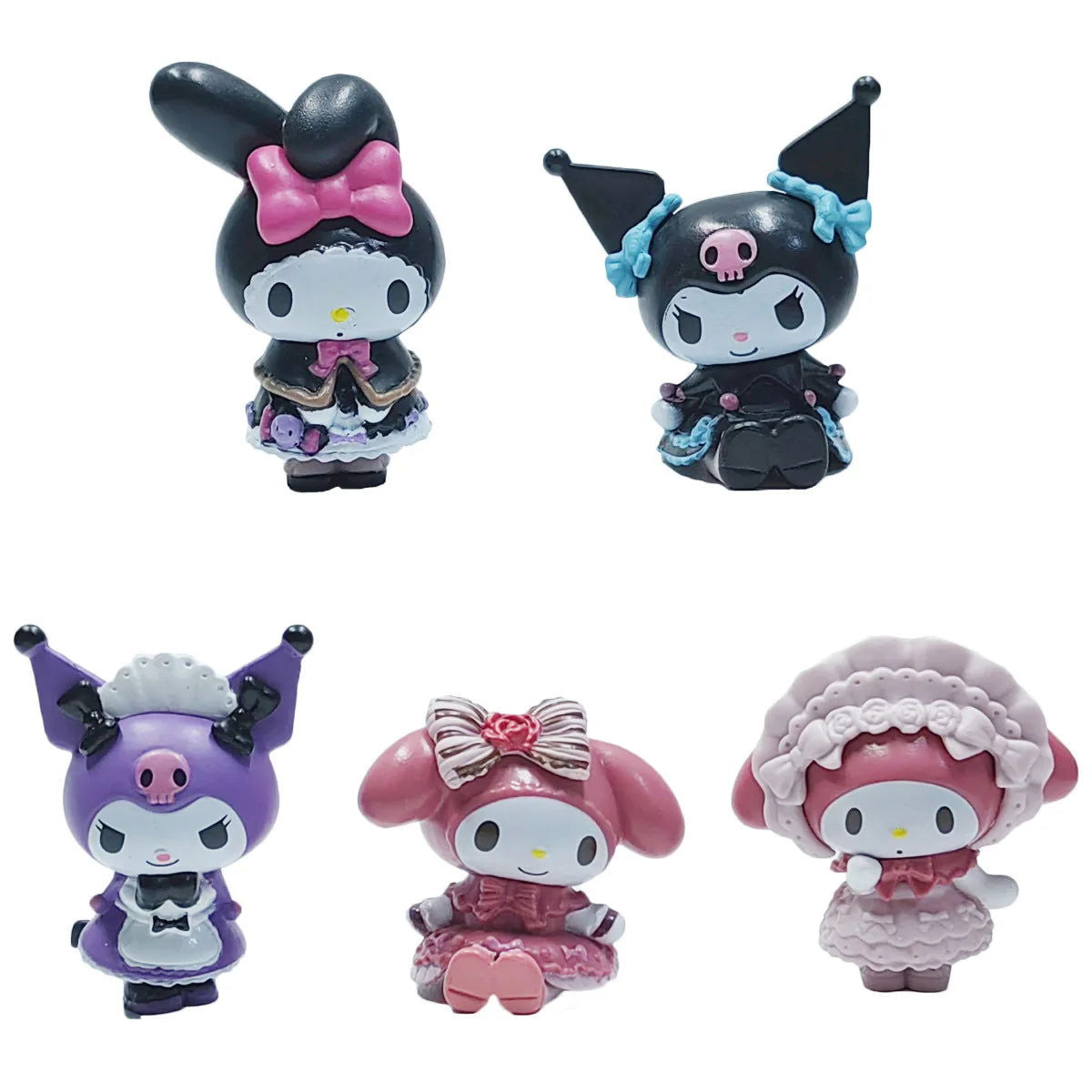 5Pcs Set Sanrio Anime Figure Doll 3-4cm Kawaii Kuromi Melody Model Accessories Children's Toys Gift Action Figures Hobbies Gifts - Slobuy