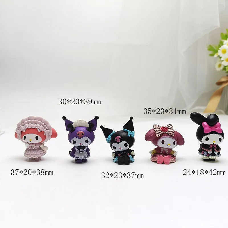 5Pcs Set Sanrio Anime Figure Doll 3-4cm Kawaii Kuromi Melody Model Accessories Children's Toys Gift Action Figures Hobbies Gifts - Slobuy