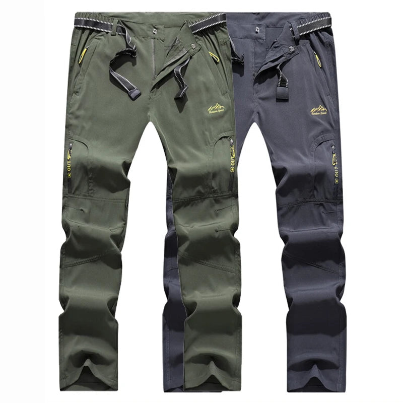 5XL Men's Outdoor Hiking Pants With Belt Quick-drying Waterproof Multi-pocket Light Tactical Utility Fishing Travel Cargo Pants - Slobuy