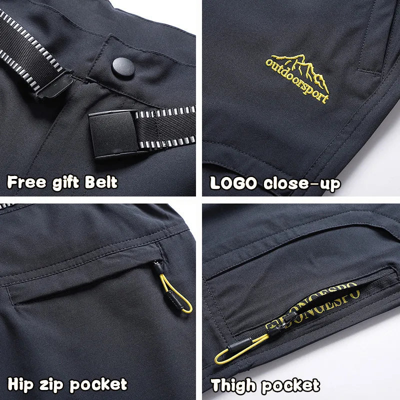 5XL Men's Outdoor Hiking Pants With Belt Quick-drying Waterproof Multi-pocket Light Tactical Utility Fishing Travel Cargo Pants - Slobuy