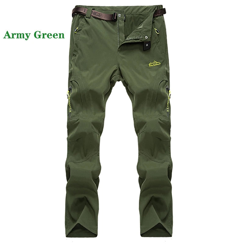 5XL Men's Outdoor Hiking Pants With Belt Quick-drying Waterproof Multi-pocket Light Tactical Utility Fishing Travel Cargo Pants - Slobuy