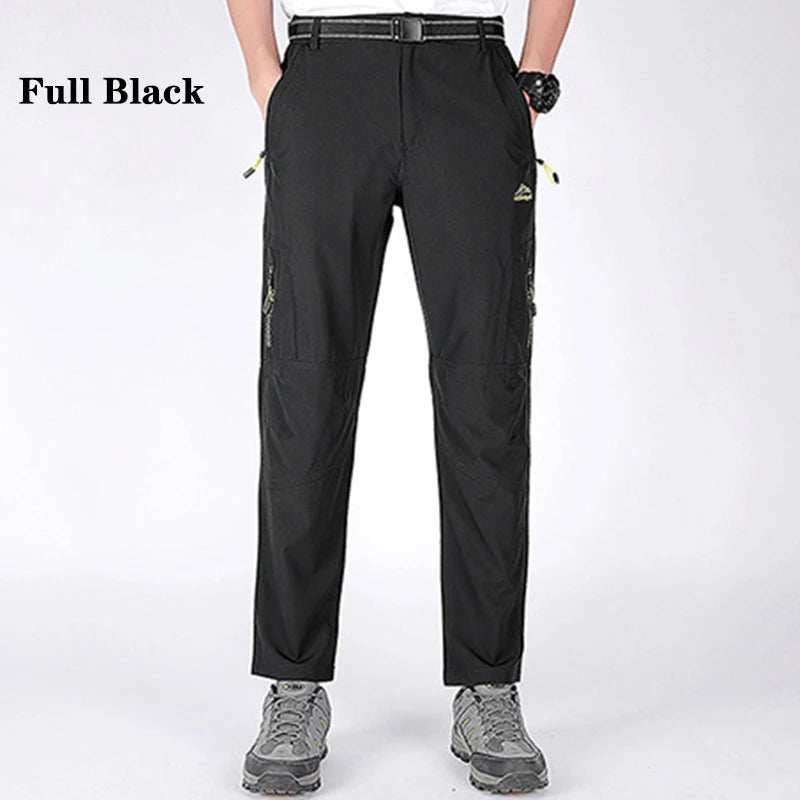 5XL Men's Outdoor Hiking Pants With Belt Quick-drying Waterproof Multi-pocket Light Tactical Utility Fishing Travel Cargo Pants - Slobuy