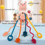 5 IN 1 Pink Pig Silicone Pull String Baby Develop Teething Montessori Sensory Educational Toy Travel Toys For Stroller - Slobuy