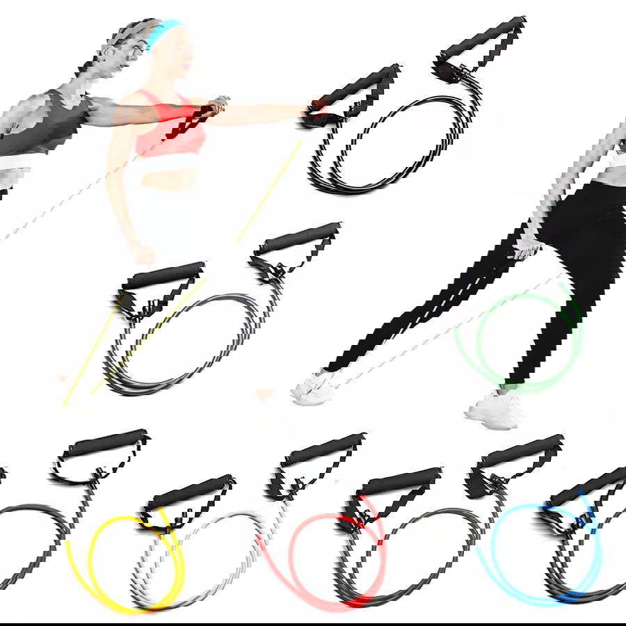 5 Levels Resistance Bands with Handles Training Exercise Tube Band Pull Rope Fitness  Elastic Bands Workouts Strength Equipment - Slobuy