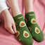 5 Pairs Avocado Crew Ankle Socks Cartoon Fresh Fashion Breathable Summer And Autumn Kawaii Comforts Women's Low Cut Boat Socks - Slobuy