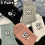 5 Pairs Cute Expression Print Socks, Comfy & Funny All-match Mid Tube Socks, Women's Stockings & Hosiery - Slobuy