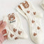 5 Pairs Medium Socks Women's Ins Japanese Korean Socks Cartoon Stripes Girls' Harajuku Socks Autumn Knitted High-quality Socks - Slobuy