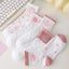 5 Pairs Women Middle Tube Socks Heart Cute Fashion Casual White Four Season Ruffles Pattern Pink Harajuku Kawaii Girls - Slobuy