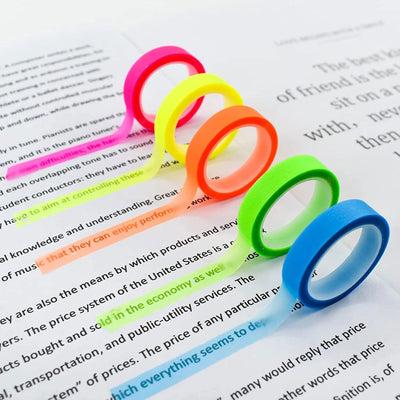 5 Roll 5 Colors Stickers Transparent Fluorescent Index Tabs Flags 5m Sticky Note Stationery Children Gift School Office Supplies - Slobuy