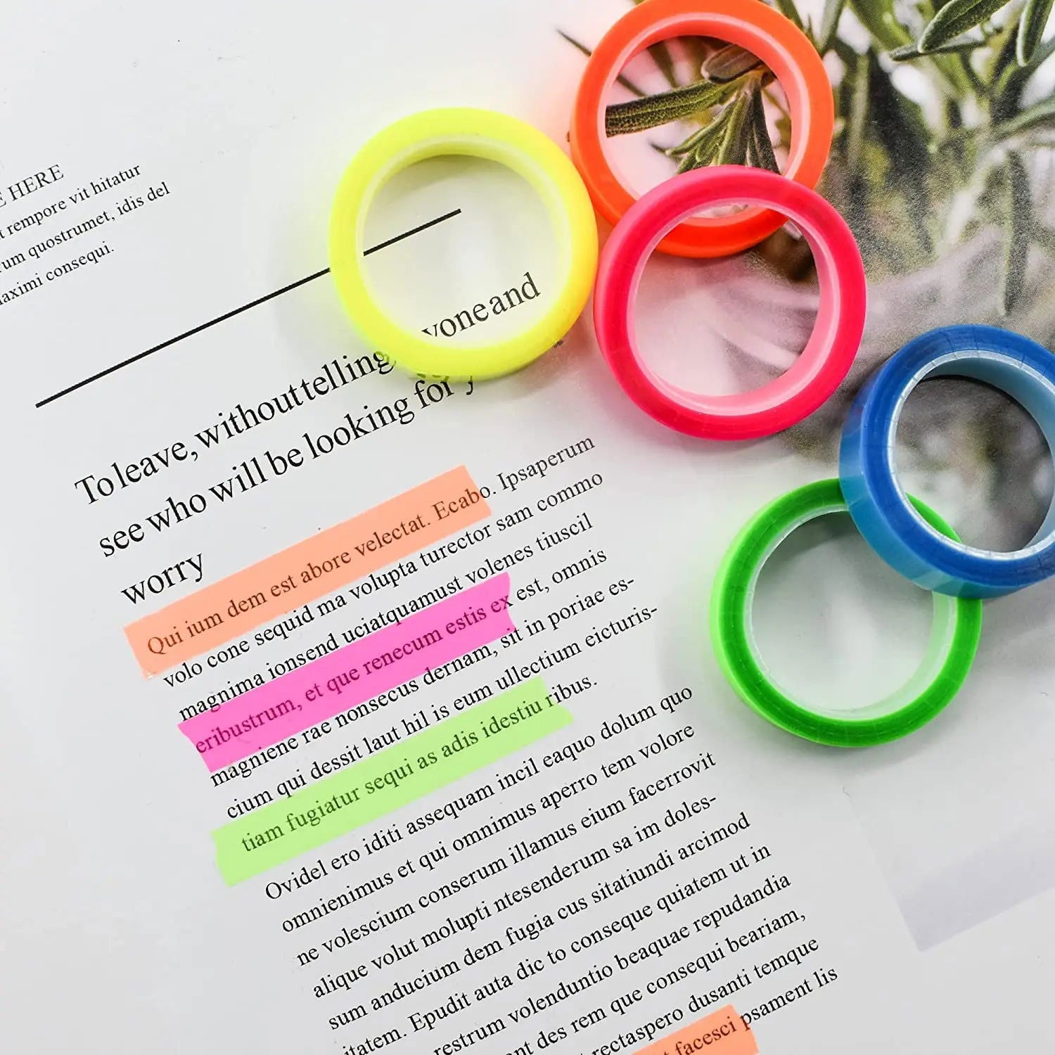 5 Roll 5 Colors Stickers Transparent Fluorescent Index Tabs Flags 5m Sticky Note Stationery Children Gift School Office Supplies - Slobuy