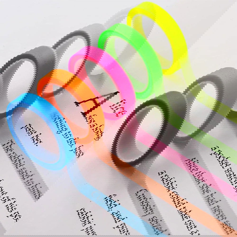 5 Roll Index Stickers Transparent Fluorescent Tape Waterproof Tabs Taking Notes Label Children Gift School Office Adhesive Tape - Slobuy