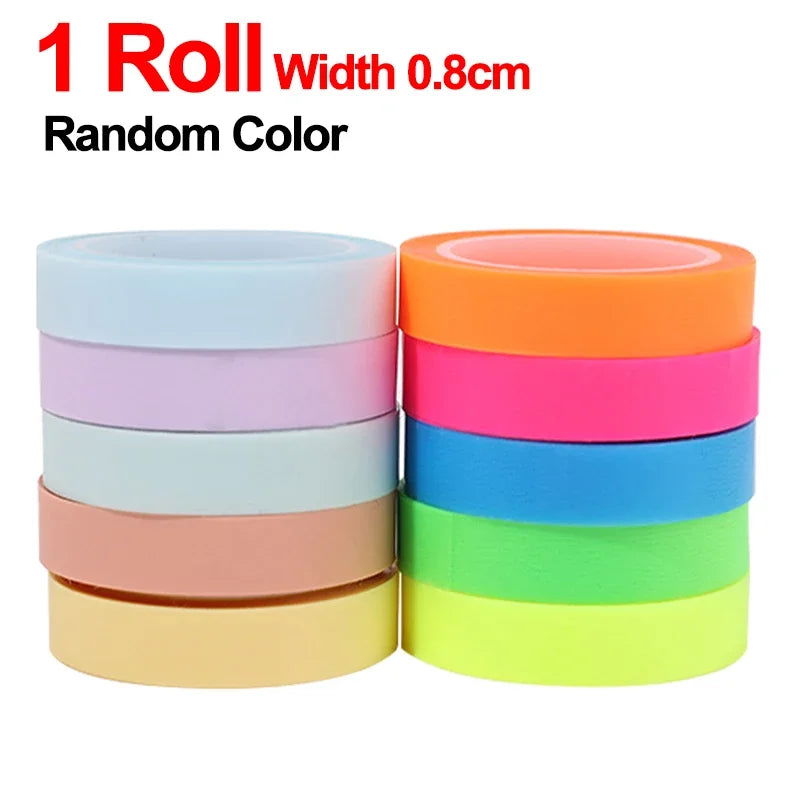 5 Roll Index Stickers Transparent Fluorescent Tape Waterproof Tabs Taking Notes Label Children Gift School Office Adhesive Tape - Slobuy