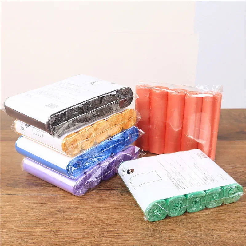 5 Rolls 1 pack 100Pcs Household Disposable Trash Pouch Kitchen Storage Garbage Bags Cleaning Waste Bag Plastic Bag Plastic Bag - Slobuy