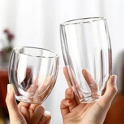 5 Sizes Double Wall Insulated Glass Cup Clear Espresso Coffee Mugs Handmade Beer Mug Tea Milk glass Whiskey Glass Cups Drinkware - Slobuy
