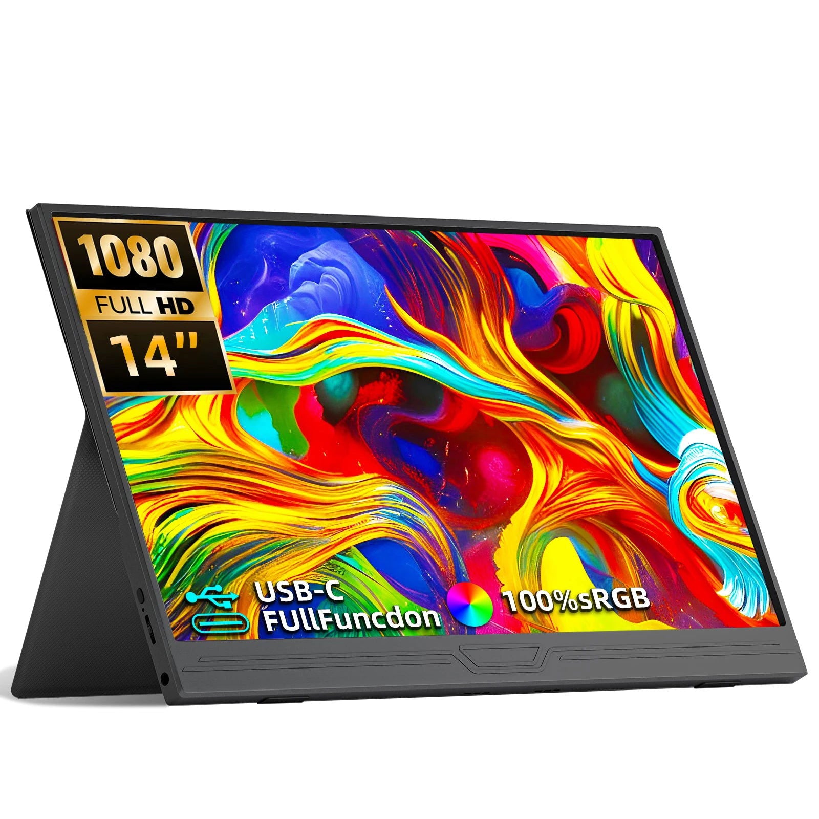 14-inch 1920*1080 Portable Monitor 400cd / m² 60HZ 16: 9 For Laptop XBox PS4 / 5 Switch  Cell  Phone  Computer Extension Office - Slobuy