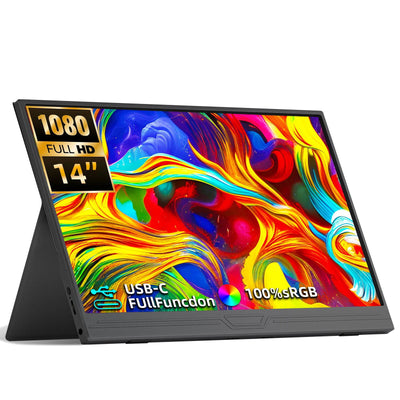 14-inch 1920*1080 Portable Monitor 400cd / m² 60HZ 16: 9 For Laptop XBox PS4 / 5 Switch  Cell  Phone  Computer Extension Office - Slobuy