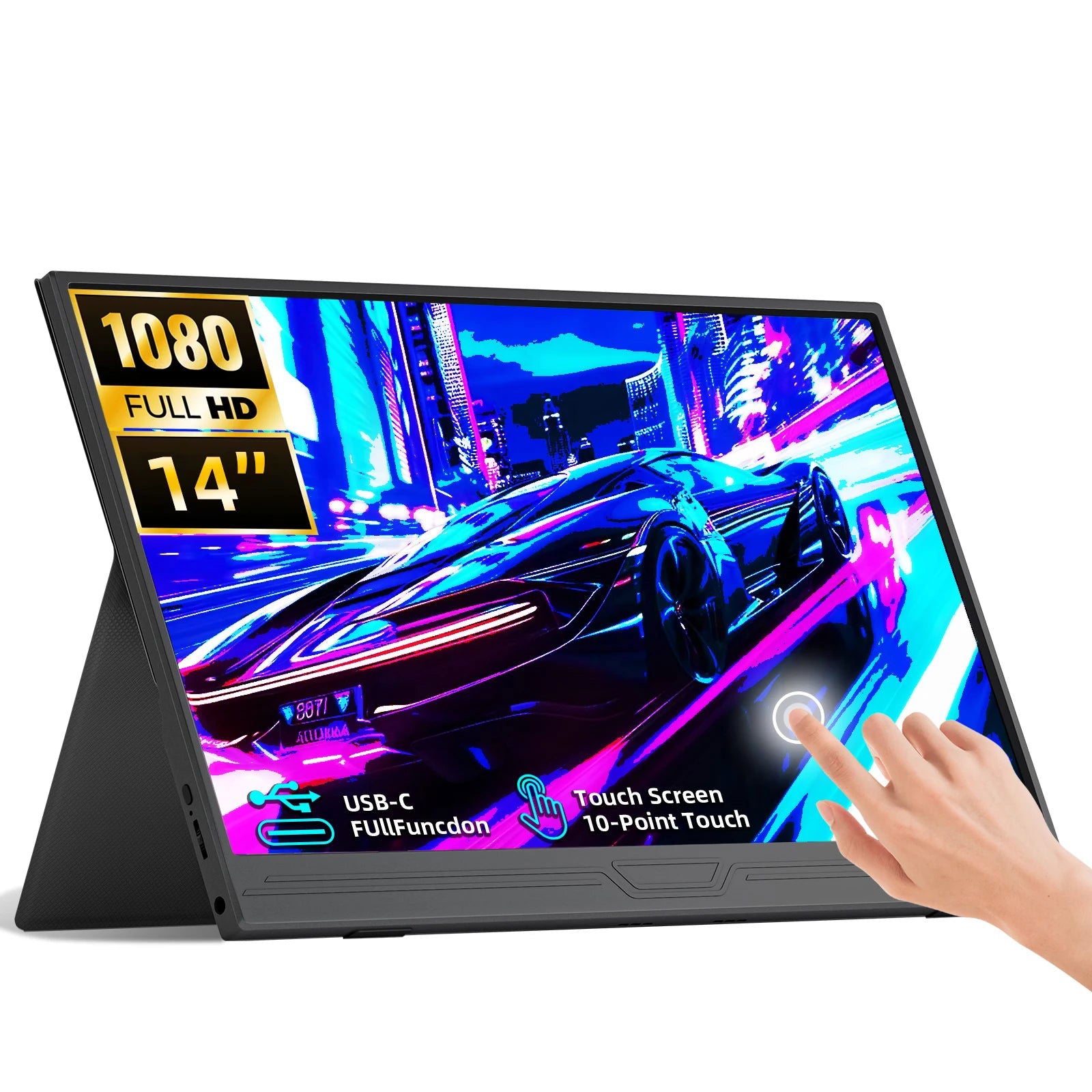 14-inch 1920*1080 Portable Monitor 400cd / m² 60HZ 16: 9 For Laptop XBox PS4 / 5 Switch  Cell  Phone  Computer Extension Office - Slobuy