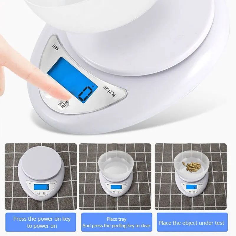 5kg Portable Digital Scale Scales Food Balance Measuring Weight Kitchen Scale LED Electronic Scales - Slobuy