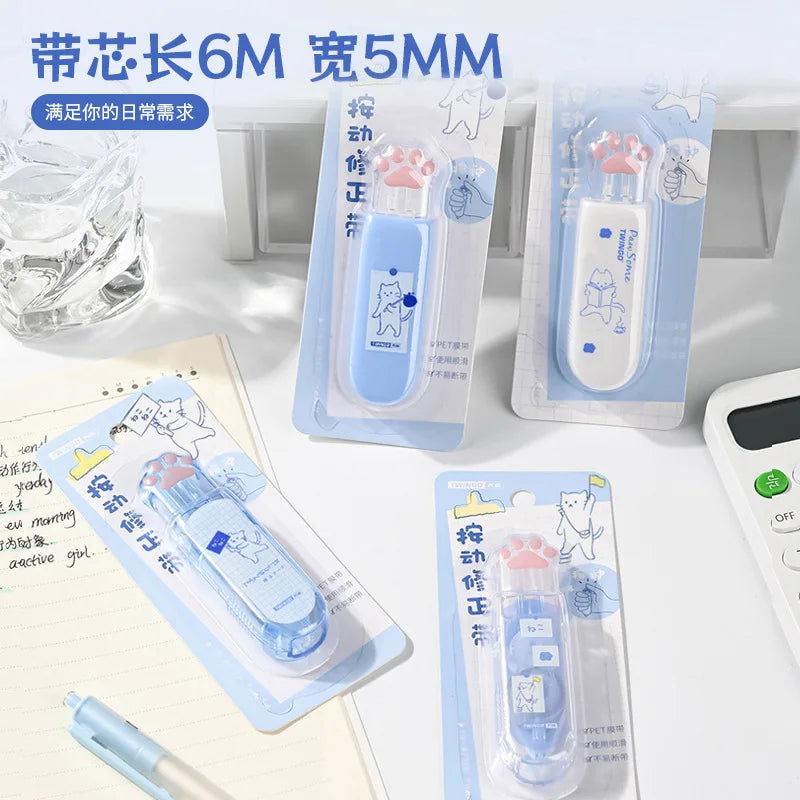 5mm*6m Kawaii Blue Cat Mechanical White Out Correction Tape Corrector School Office Supplies Gift Prizes Kids Cute - Slobuy