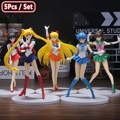 5pcs-Set Sailor Moon Anime Figure Mizuno Ami Tsukino Usagi Hino Rei Aino Minako Action Figure Model Kawaii Doll toys Gift - Slobuy