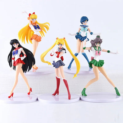5pcs-Set Sailor Moon Anime Figure Mizuno Ami Tsukino Usagi Hino Rei Aino Minako Action Figure Model Kawaii Doll toys Gift - Slobuy