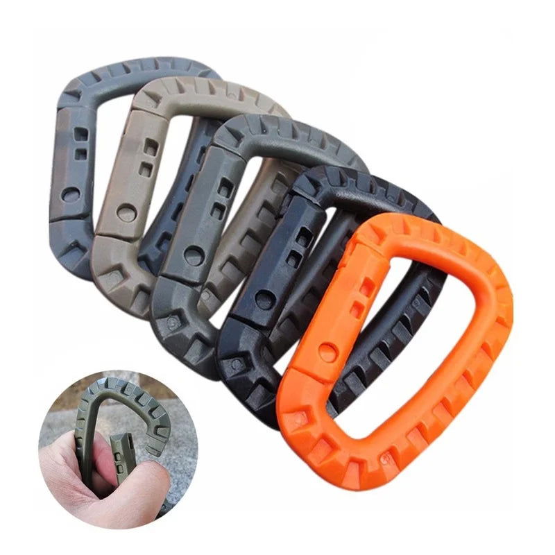 5pcs 8.5cm Tactical Backpack Buckle Fast Carabiner Plastic Hook D Shape Mosqueton EDC Gear For Outdoor Camping - Slobuy