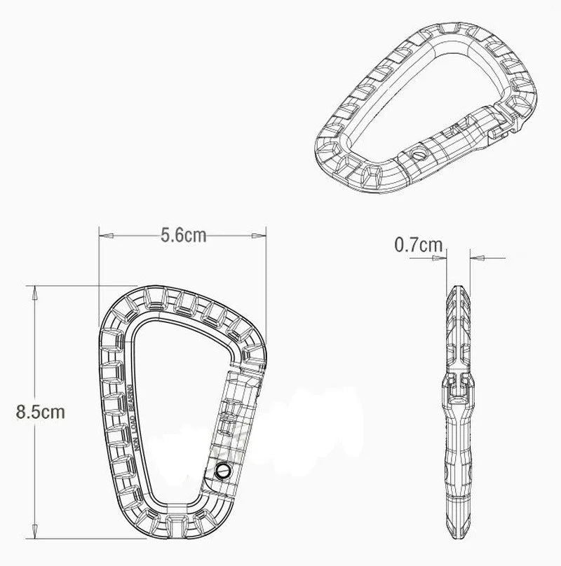 5pcs 8.5cm Tactical Backpack Buckle Fast Carabiner Plastic Hook D Shape Mosqueton EDC Gear For Outdoor Camping - Slobuy
