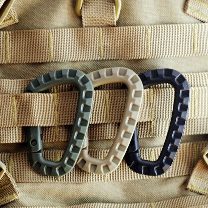 5pcs 8.5cm Tactical Backpack Buckle Fast Carabiner Plastic Hook D Shape Mosqueton EDC Gear For Outdoor Camping - Slobuy