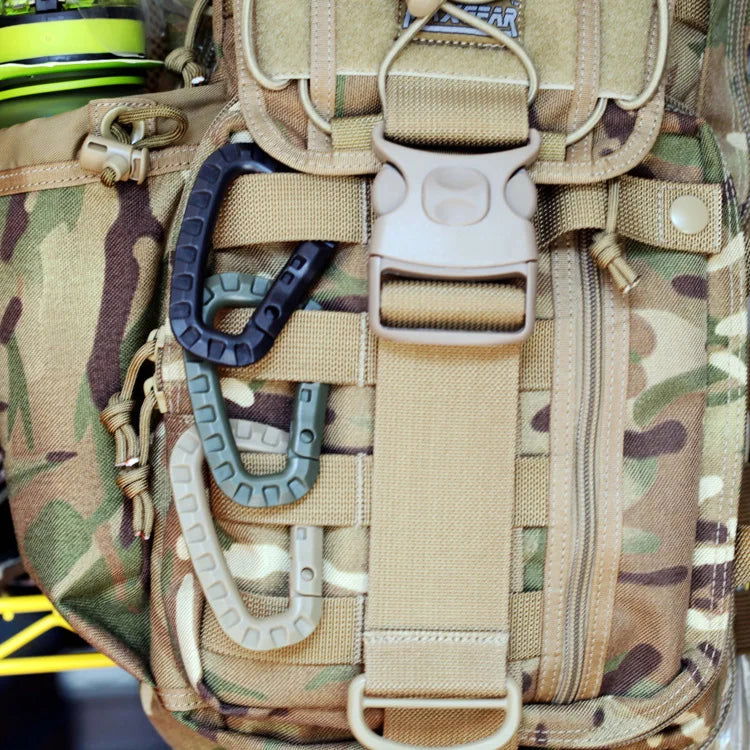 5pcs 8.5cm Tactical Backpack Buckle Fast Carabiner Plastic Hook D Shape Mosqueton EDC Gear For Outdoor Camping - Slobuy