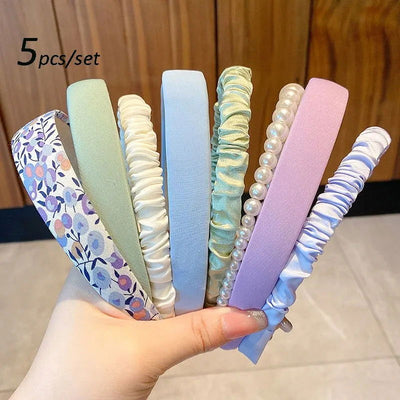 5pcs Set Fashion Women Cloth Hair Bands Headdress Headband Girls Hairband Hair Hoop Female Hair Accessories Headwear - Slobuy