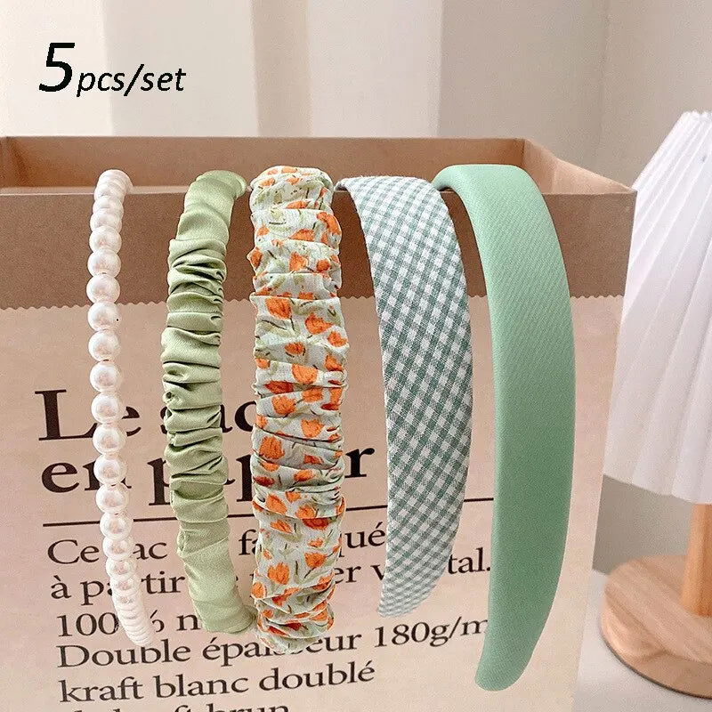 5pcs Set Fashion Women Cloth Hair Bands Headdress Headband Girls Hairband Hair Hoop Female Hair Accessories Headwear - Slobuy