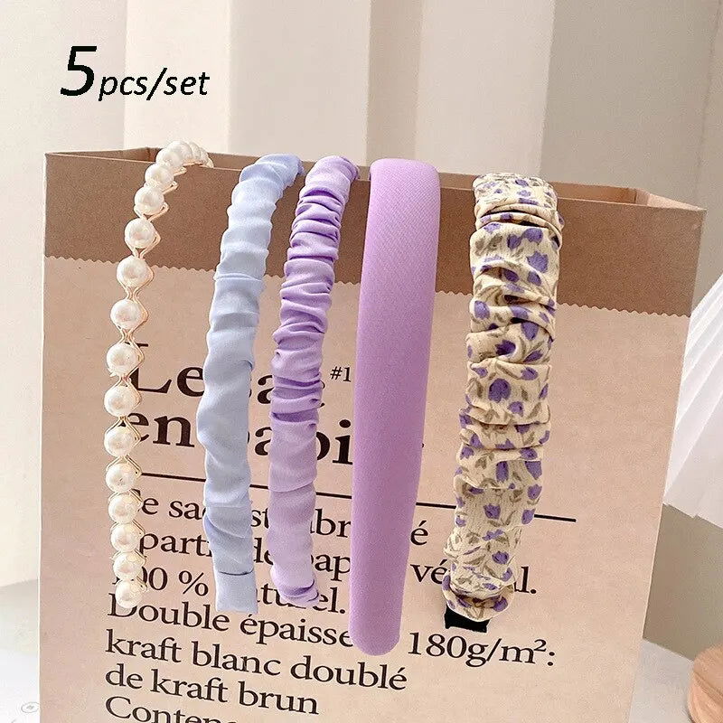 5pcs Set Fashion Women Cloth Hair Bands Headdress Headband Girls Hairband Hair Hoop Female Hair Accessories Headwear - Slobuy