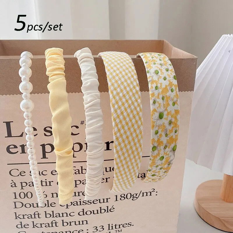 5pcs Set Fashion Women Cloth Hair Bands Headdress Headband Girls Hairband Hair Hoop Female Hair Accessories Headwear - Slobuy