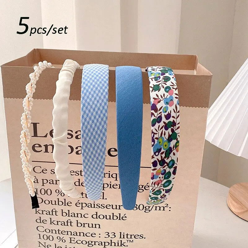 5pcs Set Fashion Women Cloth Hair Bands Headdress Headband Girls Hairband Hair Hoop Female Hair Accessories Headwear - Slobuy