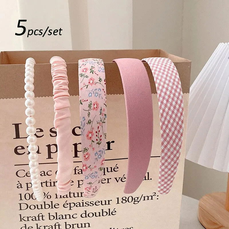 5pcs Set Fashion Women Cloth Hair Bands Headdress Headband Girls Hairband Hair Hoop Female Hair Accessories Headwear - Slobuy