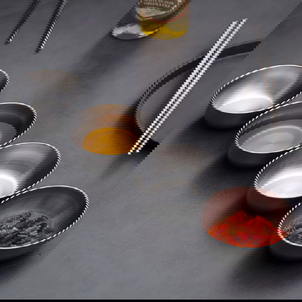 5pcs Stainless Steel Seasoning Sauce Dish Small Dish Dip Bowl Side Plate Butter Sushi Plate Vinegar Dishe Kitchen Saucer - Slobuy
