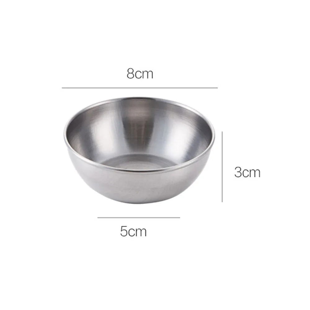 5pcs Stainless Steel Seasoning Sauce Dish Small Dish Dip Bowl Side Plate Butter Sushi Plate Vinegar Dishe Kitchen Saucer - Slobuy