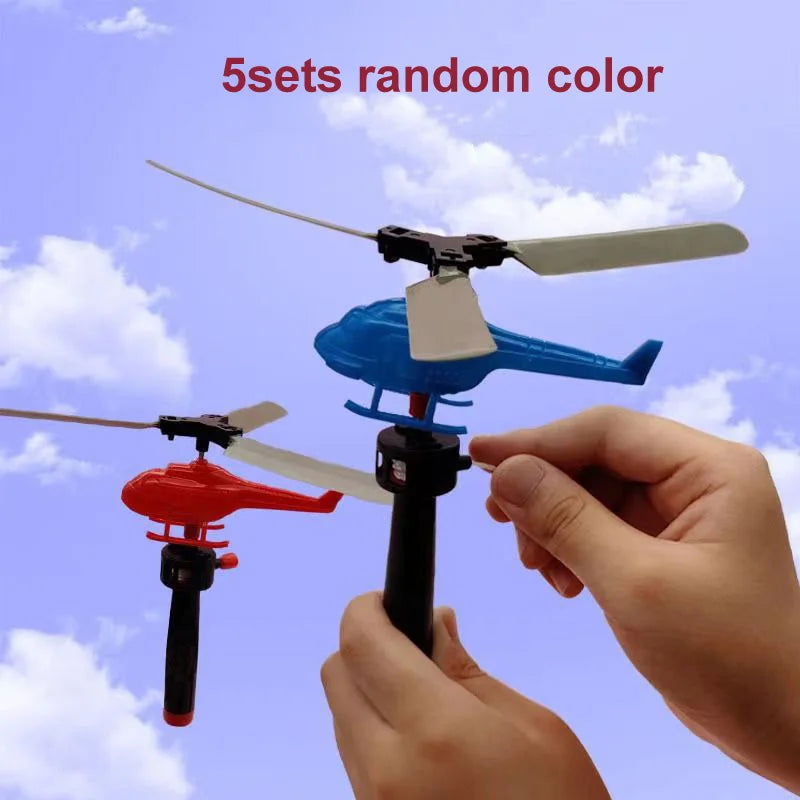 1/3/5sets Bamboo Dragonfly Handle Pull Helicopter Children's Outdoor Games Sports Toys for Boys Girls - Slobuy