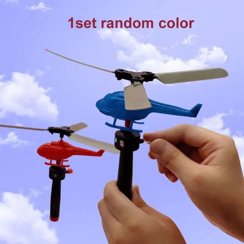 1/3/5sets Bamboo Dragonfly Handle Pull Helicopter Children's Outdoor Games Sports Toys for Boys Girls - Slobuy