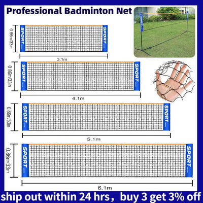 3.1/4.1/5.1/6.1m Professional Sport Training Standard Badminton Net Volleyball Net Easy Setup Outdoor Tennis Mesh Net Exercise - Slobuy
