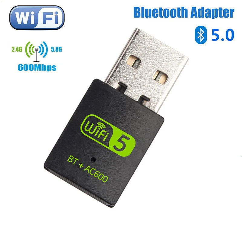 600M Dual-Band Wireless Network Card Drive Free 5G High-Speed Computer WiFi Receiver USB Bluetooth5.0 Wifi 2-in-1 - Slobuy
