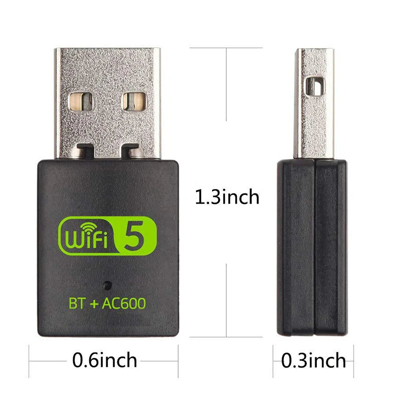 600M Dual-Band Wireless Network Card Drive Free 5G High-Speed Computer WiFi Receiver USB Bluetooth5.0 Wifi 2-in-1 - Slobuy