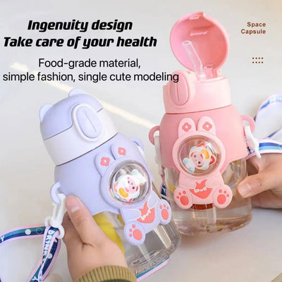 600ml Cute Little Boys Plastic Cup Children Water Cup Sippy Cup Creative Handy Cup Duck Beak Children Cup Students Water Cup - Slobuy