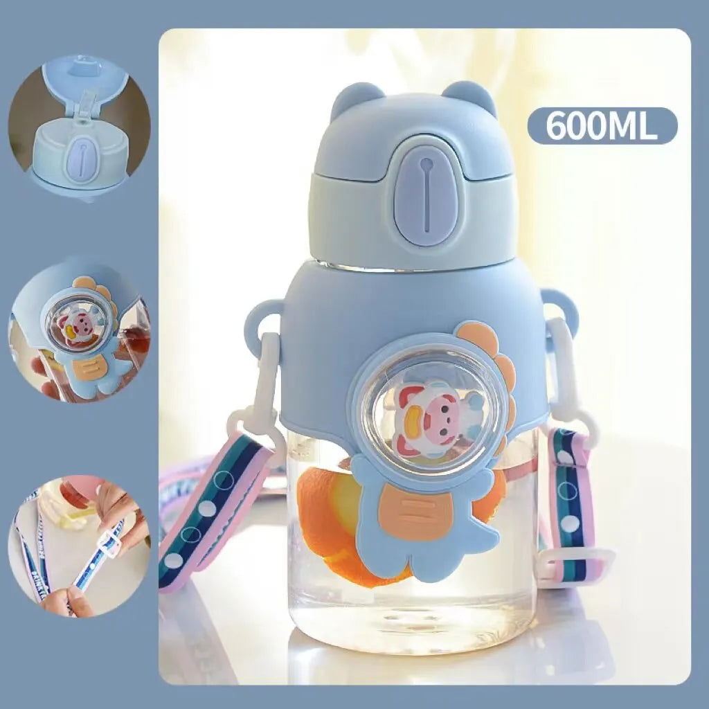 600ml Cute Little Boys Plastic Cup Children Water Cup Sippy Cup Creative Handy Cup Duck Beak Children Cup Students Water Cup - Slobuy