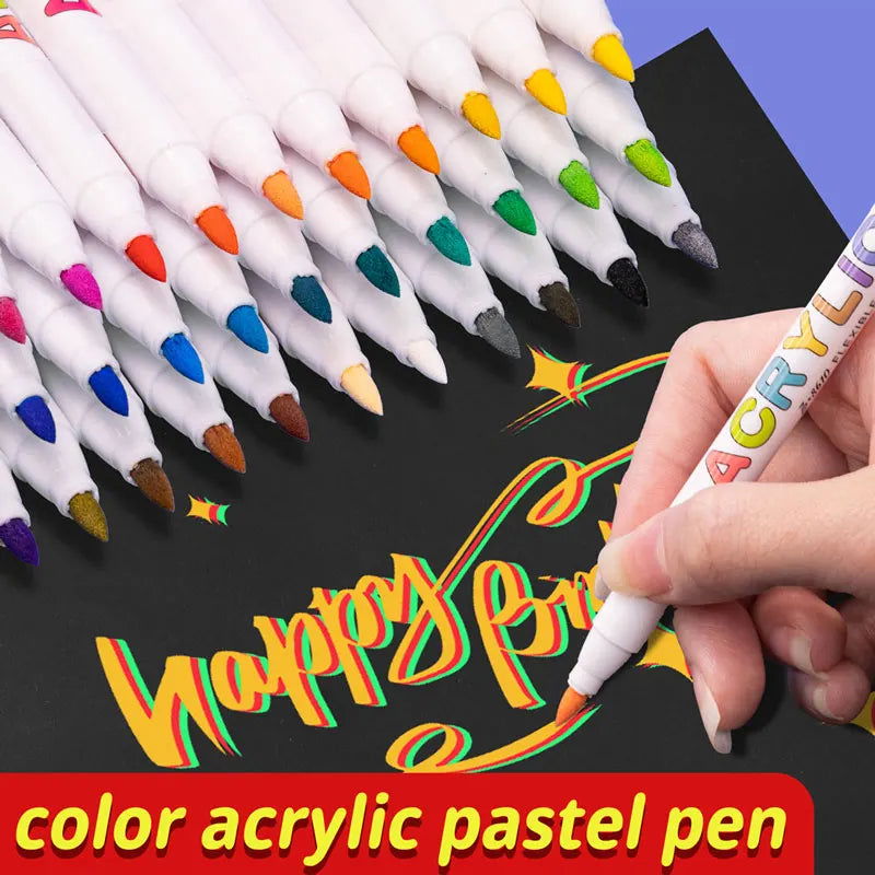 18/60Color Acrylic Paint Pens Brush Marker Pen for Artist Rock Painting,Glass,Ceramic Fabric DIY Card Making Art Supplie - Slobuy