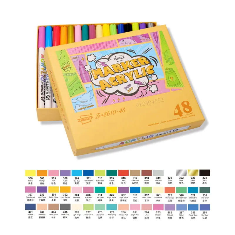 18/60Color Acrylic Paint Pens Brush Marker Pen for Artist Rock Painting,Glass,Ceramic Fabric DIY Card Making Art Supplie - Slobuy