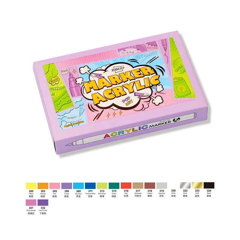 18/60Color Acrylic Paint Pens Brush Marker Pen for Artist Rock Painting,Glass,Ceramic Fabric DIY Card Making Art Supplie - Slobuy