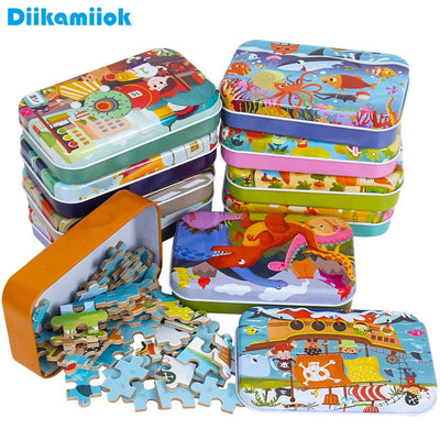 60 Pieces Jigsaw Puzzle Cartoon Animal Vehicle Montessori Games Children Educational Toys for Kids Christmas Gifts - Slobuy