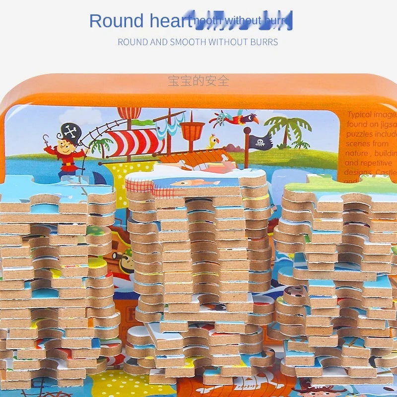 60 Pieces Jigsaw Puzzle Cartoon Animal Vehicle Montessori Games Children Educational Toys for Kids Christmas Gifts - Slobuy